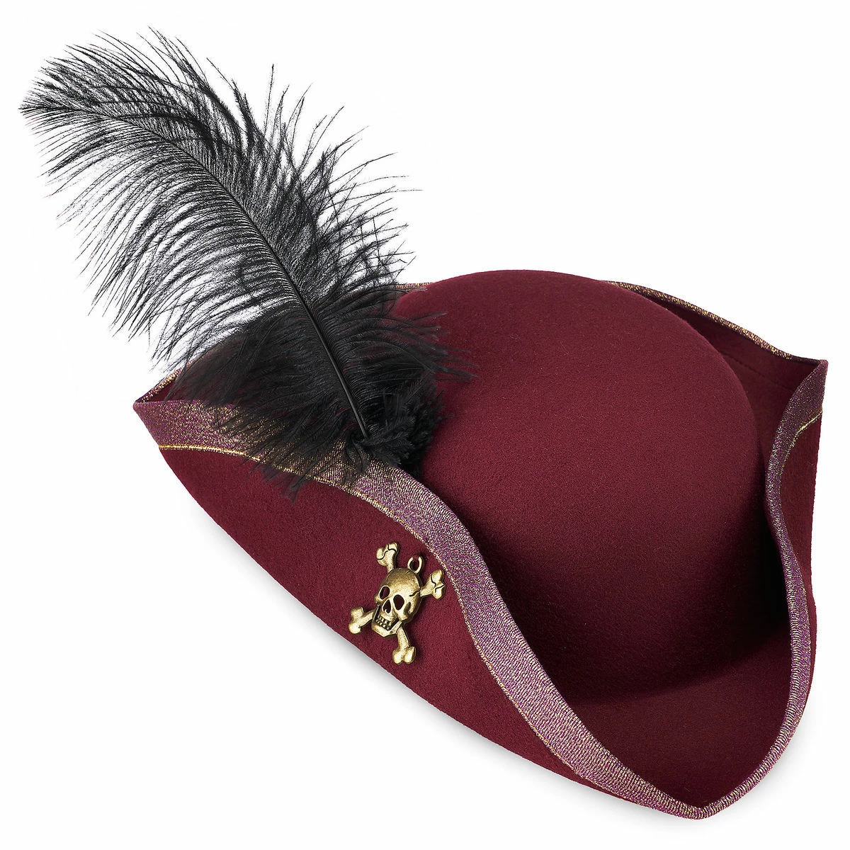 Disney Pirate Hat - Pirates Of The Caribbean With Feather - Redd 3 Disney Pirate Hat - Pirates Of The Caribbean With Feather - Redd