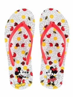 Disney Flip Flops For Women - Flowers Mickey And Minnie Mouse