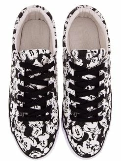 Disney Canvas Shoes For Women - Classic Mickey Mouse - Black Laces