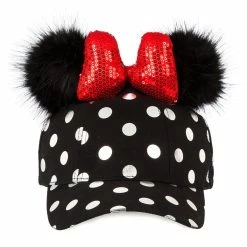Disney Hat - Baseball Cap - Minnie Mouse Polka Dot Pom Pom - Black
