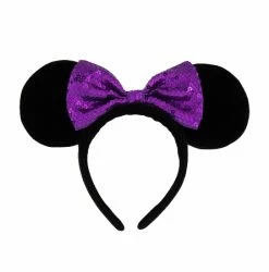 Disney Ears Headband Hat - Minnie Sequin Bow With Plush Ears - Purple