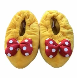 Disney Slippers For Women - Plush Minnie Mouse Shoes - Yellow