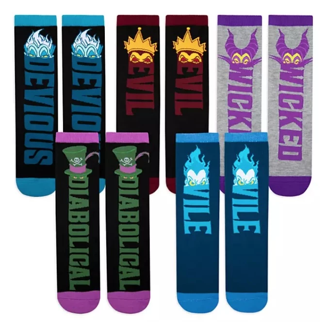 Disney Socks Set For Adults - Disney Villains - 5 Pairs 3 Disney Socks Set For Adults - Disney Villains - 5 Pairs