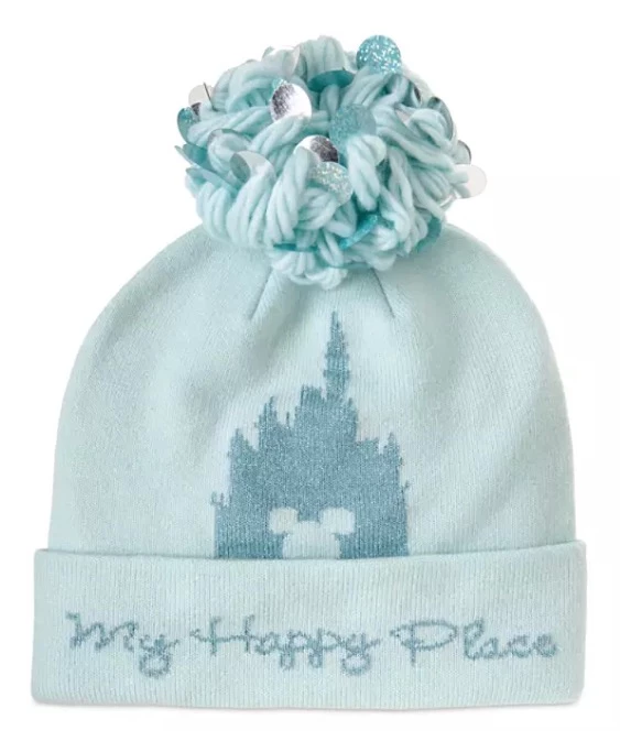 Disney Knit Pom Pom Hat - My Happy Place - Disney Parks 3 Disney Knit Pom Pom Hat - My Happy Place - Disney Parks