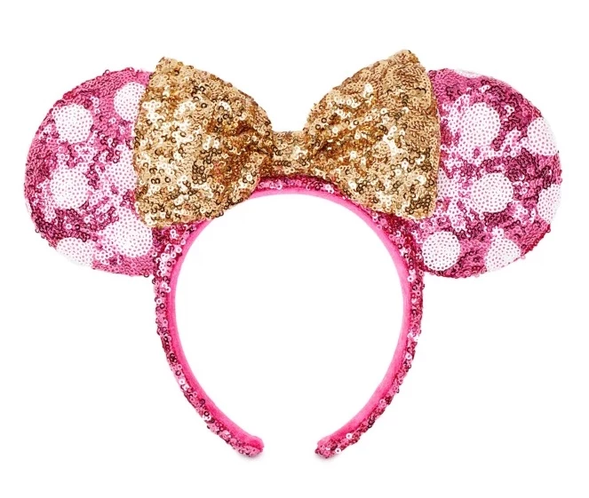 Disney Ears Headband - Minnie Mouse Sequined - Hot Pink & Gold 3 Disney Ears Headband - Minnie Mouse Sequined - Hot Pink & Gold