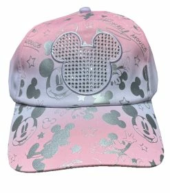 Disney Hat - Baseball Cap - Mickey Faces & Icons - Silver & Pink